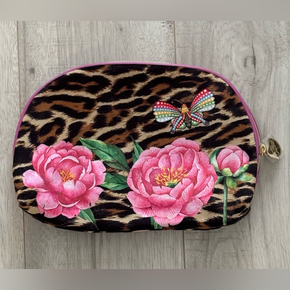 Estée Lauder Leopard Print & Floral Design with Butterfly Cosmetic Makeup Bag